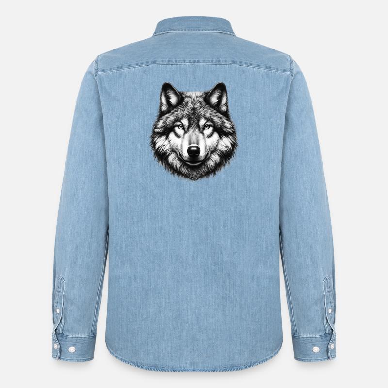 Wolf - Männer Jeanshemd Organic von Stanley/Stella - verwaschenes Hellblau