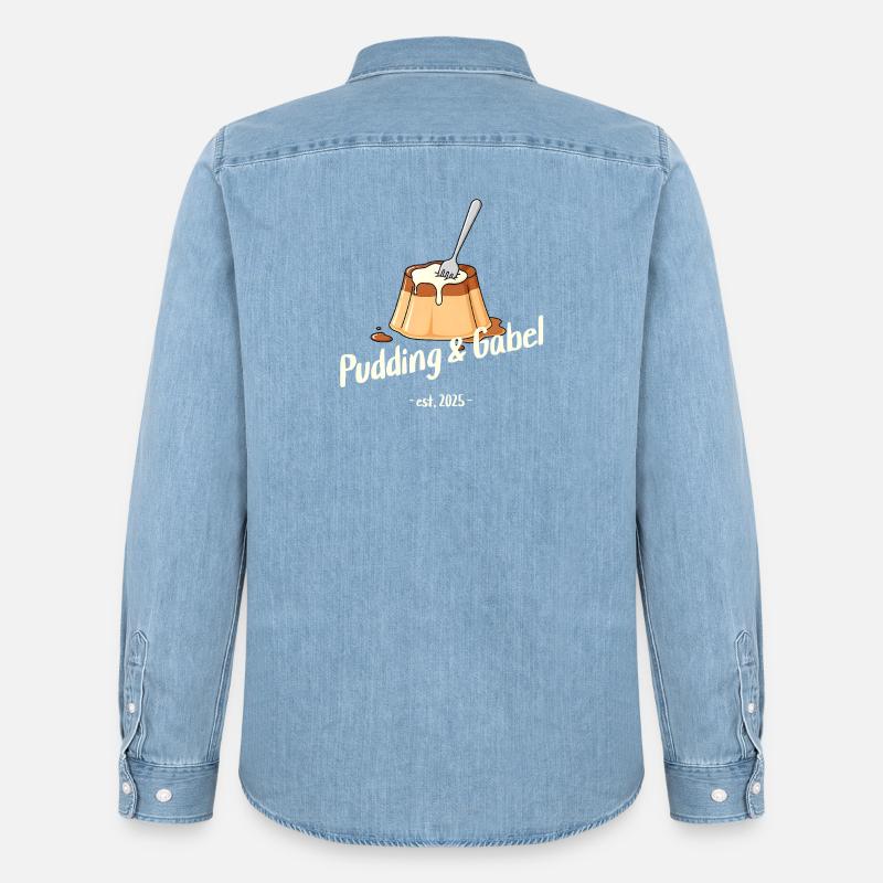 Pudding und Gabel - Est. 2025 - Männer Jeanshemd Organic von Stanley/Stella - verwaschenes Hellblau