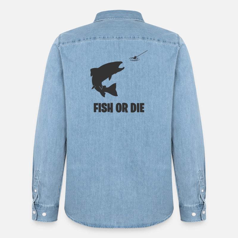 Fisch oder stirb - Männer Jeanshemd Organic von Stanley/Stella - verwaschenes Hellblau