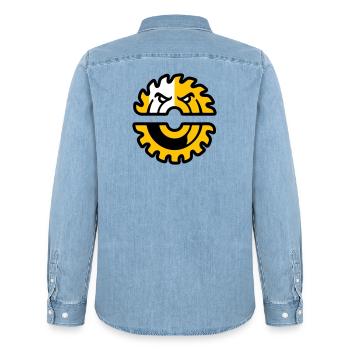 Kreissaege Maskottchen Logo - Männer Jeanshemd Organic von Stanley/Stella - verwaschenes Hellblau - Hinten - AI Model Male 185 light (185cm)