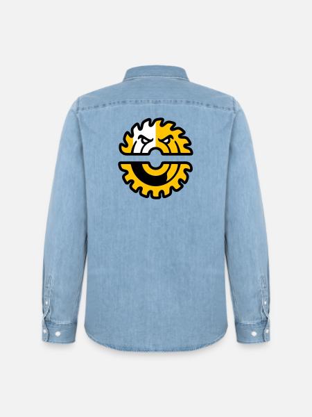 Circular Saw Mascot Logo - Men’s Organic Denim Shirt by Stanley/Stella - light wash