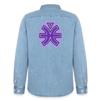 Fische- und Wasserstammessymbol - Männer Jeanshemd Organic von Stanley/Stella - verwaschenes Hellblau - Hinten - AI Model Male 185 light (185cm)