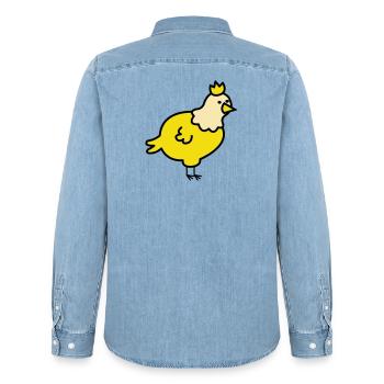 Dessin animé du Poussin Royal - Chemise en denim homme bio Stanley/Stella - bleu clair délavé - Dos - AI Model Male 185 light (185cm)