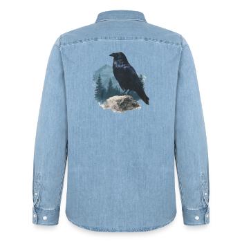 Raven Vintage - Chemise en denim homme bio Stanley/Stella - bleu clair délavé - Dos - AI Model Male 185 light (185cm)