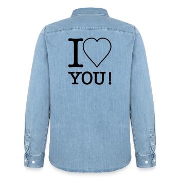 I Love you - Männer Jeanshemd Organic von Stanley/Stella - verwaschenes Hellblau - Hinten - AI Model Male 185 light (185cm)