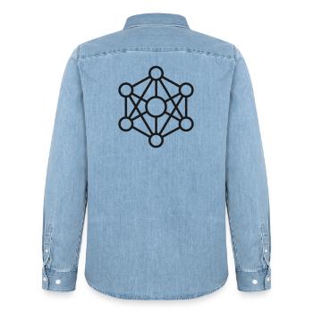 Neuronales Netzwerk-Verbindungssymbol - Männer Jeanshemd Organic von Stanley/Stella - verwaschenes Hellblau - Hinten - AI Model Male 185 light (185cm)