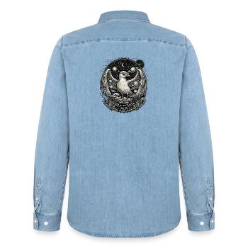 Möwen Kosmos - Männer Jeanshemd Organic von Stanley/Stella - verwaschenes Hellblau - Hinten - AI Model Male 185 light (185cm)