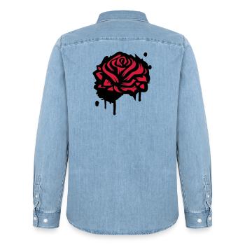 A rose as a graffiti - Men’s Organic Denim Shirt by Stanley/Stella - light wash - Back - AI Model Male 185 light (185cm)