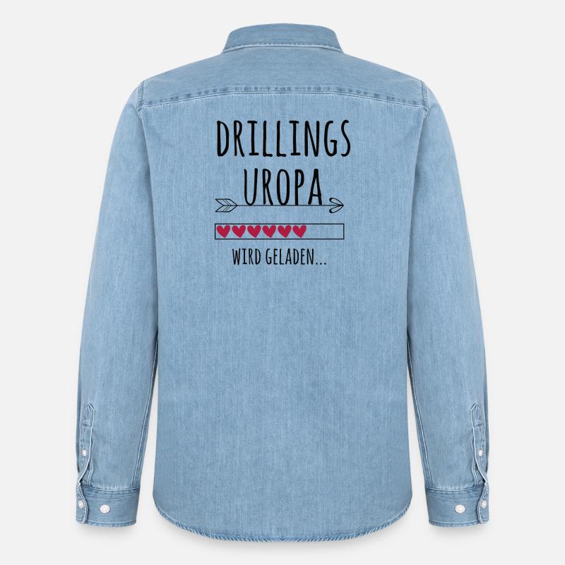 werdender Drillingsuropa Schwangerschaft Drillinge - Männer Jeanshemd Organic von Stanley/Stella - verwaschenes Hellblau
