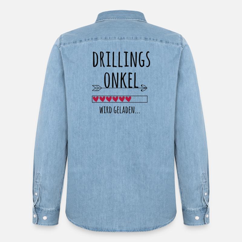 werdender Drillingsonkel Schwangerschaft Drillinge - Männer Jeanshemd Organic von Stanley/Stella - verwaschenes Hellblau