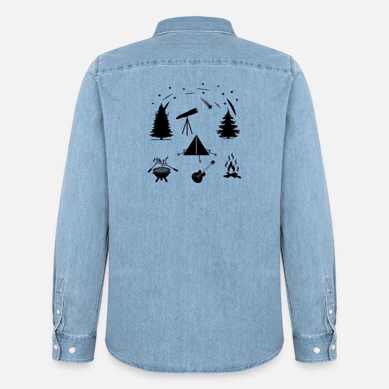 Camping-Leben - Männer Jeanshemd Organic von Stanley/Stella - verwaschenes Hellblau