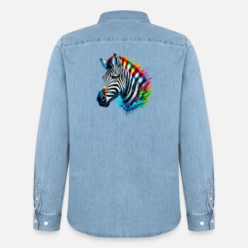 Zebra - Männer Jeanshemd Organic von Stanley/Stella - verwaschenes Hellblau