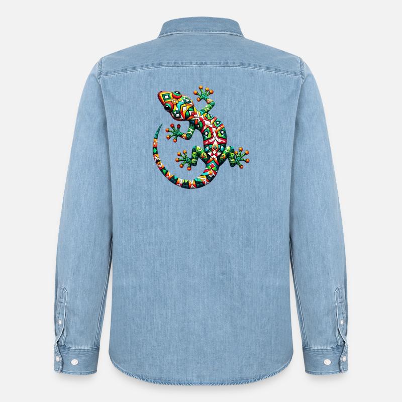 Gecko - Männer Jeanshemd Organic von Stanley/Stella - verwaschenes Hellblau