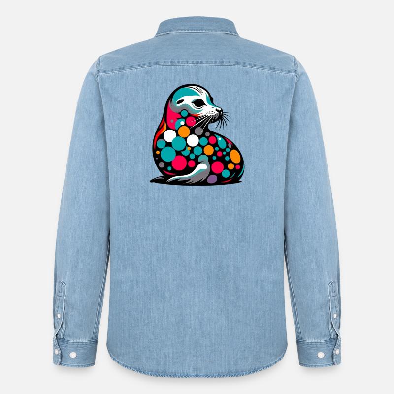 Foca - Camicia in denim uomo bio di Stanley/Stella - azzurro chiaro slavato