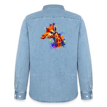 Girafe - Chemise en denim homme bio Stanley/Stella - bleu clair délavé - Dos - AI Model Male 185 light (185cm)
