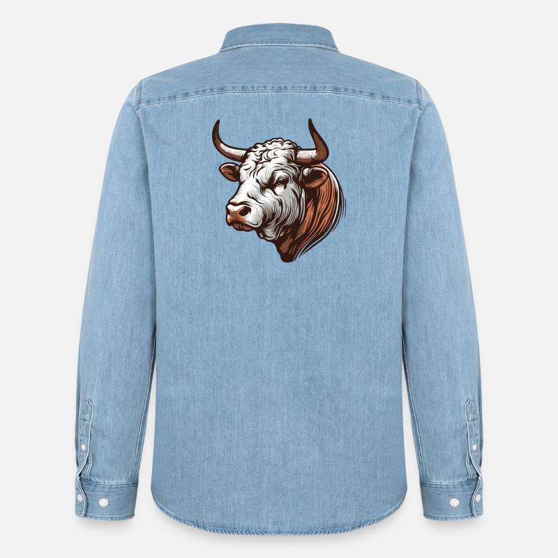 Stier - Männer Jeanshemd Organic von Stanley/Stella - verwaschenes Hellblau