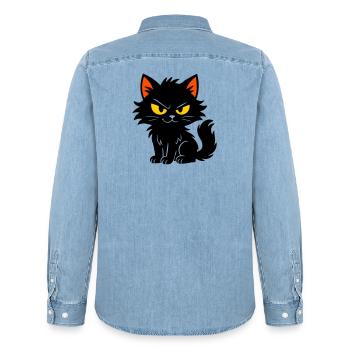 Chaton doux - Chemise en denim homme bio Stanley/Stella - bleu clair délavé - Dos - AI Model Male 185 light (185cm)