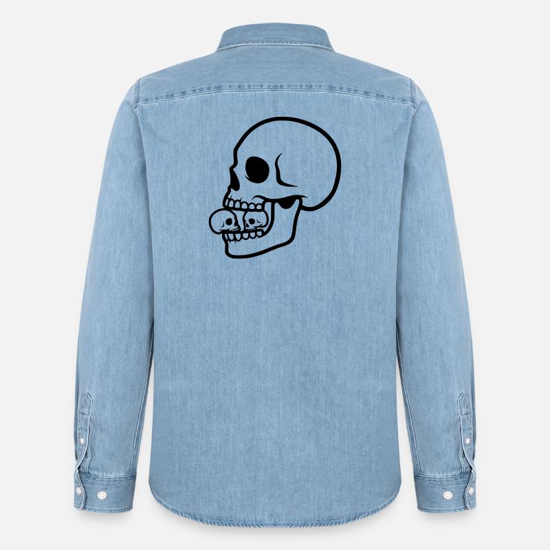 Makaberer Totenkopf | Horror Design - Männer Jeanshemd Organic von Stanley/Stella - verwaschenes Hellblau