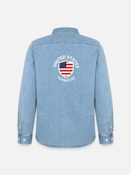 USA Tennessee Shield-Flagge - Männer Jeanshemd Organic von Stanley/Stella - verwaschenes Hellblau