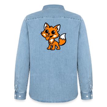 Fuchs Comic - Männer Jeanshemd Organic von Stanley/Stella - verwaschenes Hellblau - Hinten - AI Model Male 185 light (185cm)