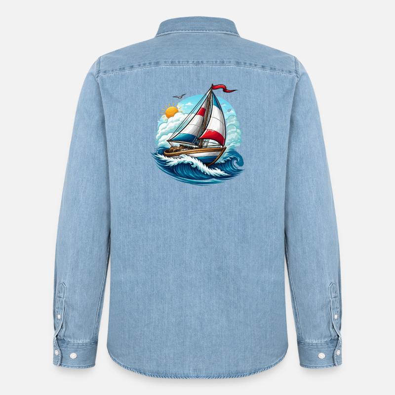 Segelboot - Camicia in denim uomo bio di Stanley/Stella - azzurro chiaro slavato