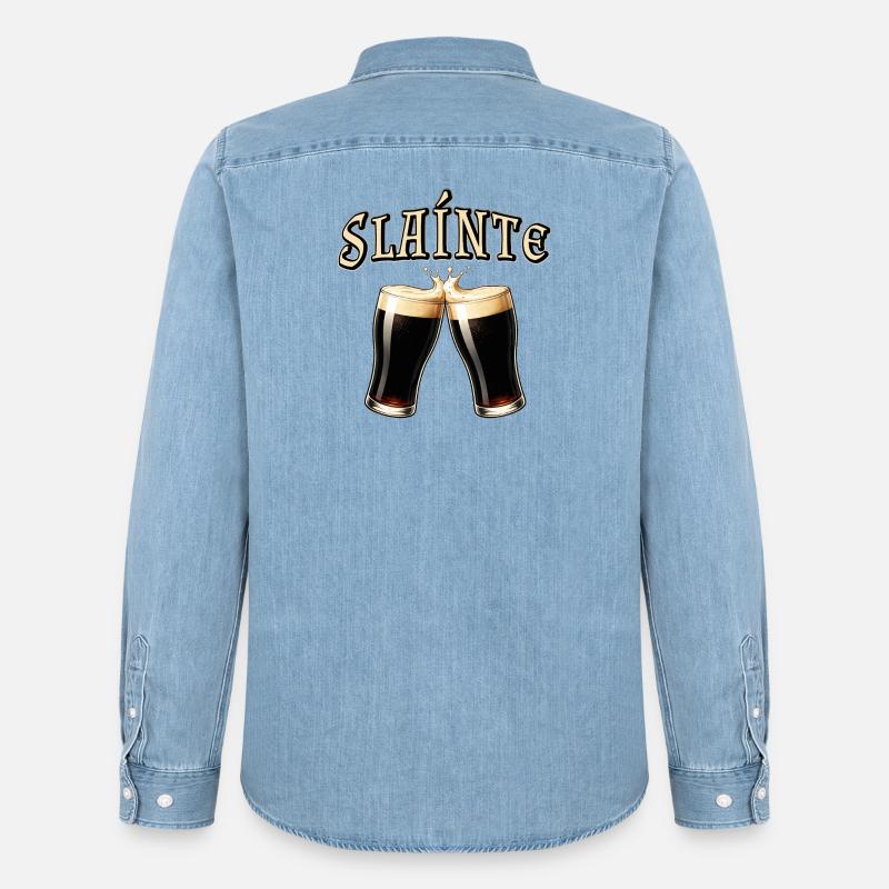 Sláinte - Irischer Trinkspruch mit Bier - Männer Jeanshemd Organic von Stanley/Stella - verwaschenes Hellblau