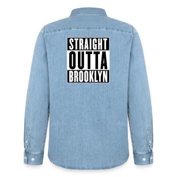 Straight outta Brooklyn (changeable colors) - Men’s Organic Denim Shirt by Stanley/Stella - light wash - Back - AI Model Male 185 light (185cm)