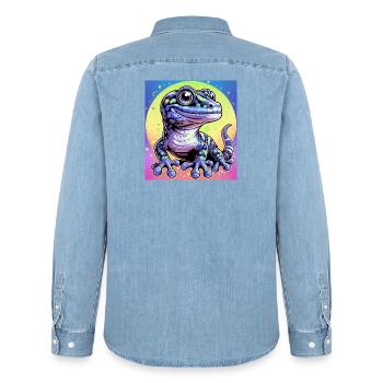 Gecko - Chemise en denim homme bio Stanley/Stella - bleu clair délavé - Dos - AI Model Male 185 light (185cm)