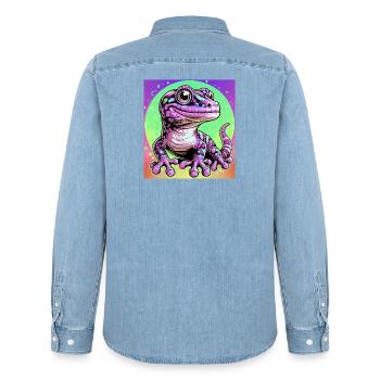 Gecko - Men’s Organic Denim Shirt by Stanley/Stella - light wash - Back - AI Model Male 185 light (185cm)