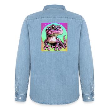 Gecko - Chemise en denim homme bio Stanley/Stella - bleu clair délavé - Dos - AI Model Male 185 light (185cm)
