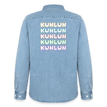 Bergsteigen Kunlun - Männer Jeanshemd Organic von Stanley/Stella - verwaschenes Hellblau - Hinten - AI Model Male 185 light (185cm)