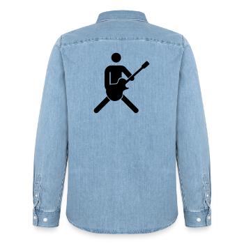 gitarrist bassist - Men’s Organic Denim Shirt by Stanley/Stella - light wash - Back - AI Model Male 185 light (185cm)
