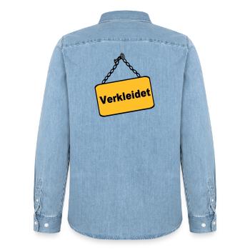 Party Shirt ,Feiern , Karneval, Verkleidet(25) - Männer Jeanshemd Organic von Stanley/Stella - verwaschenes Hellblau - Hinten - AI Model Male 185 light (185cm)
