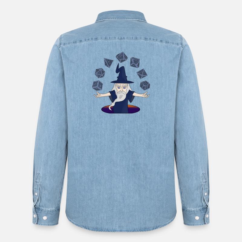 Ein Zauberer mit schwebenden Würfeln - Männer Jeanshemd Organic von Stanley/Stella - verwaschenes Hellblau