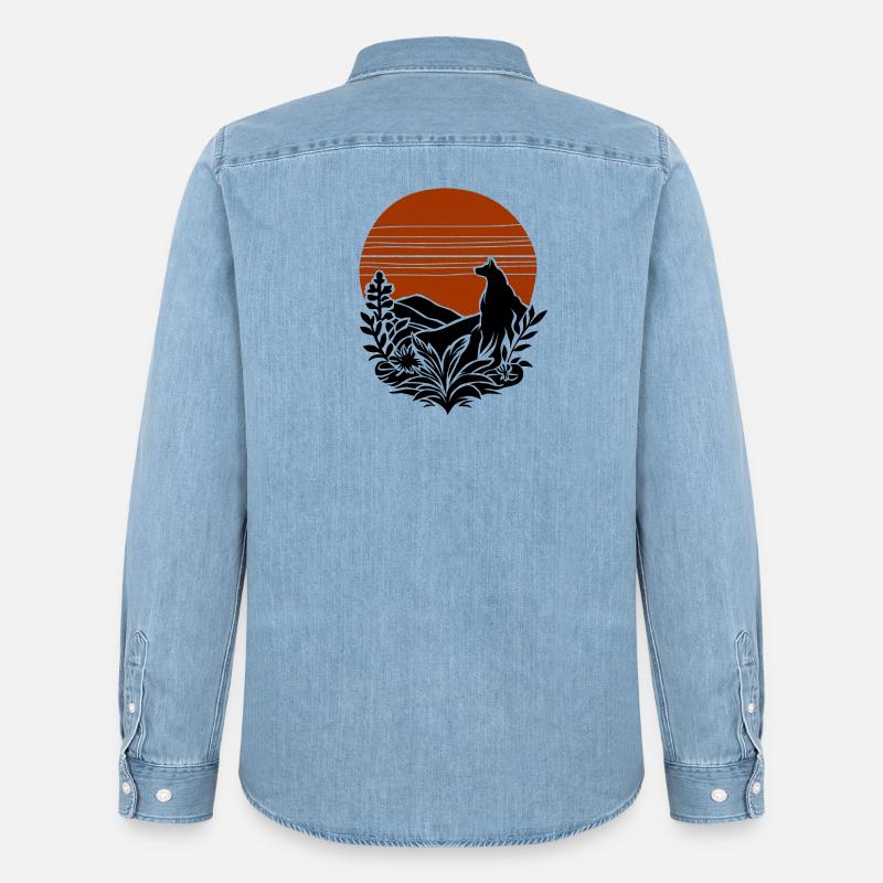 vintage wolf - Männer Jeanshemd Organic von Stanley/Stella - verwaschenes Hellblau