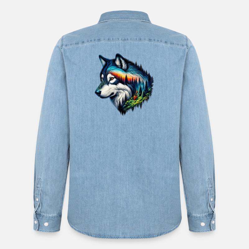 Wolf - Männer Jeanshemd Organic von Stanley/Stella - verwaschenes Hellblau