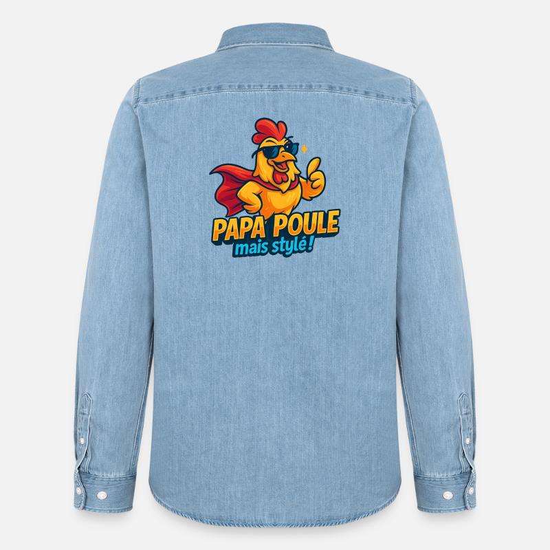 Chicken Style Mode Chic - Männer Jeanshemd Organic von Stanley/Stella - verwaschenes Hellblau