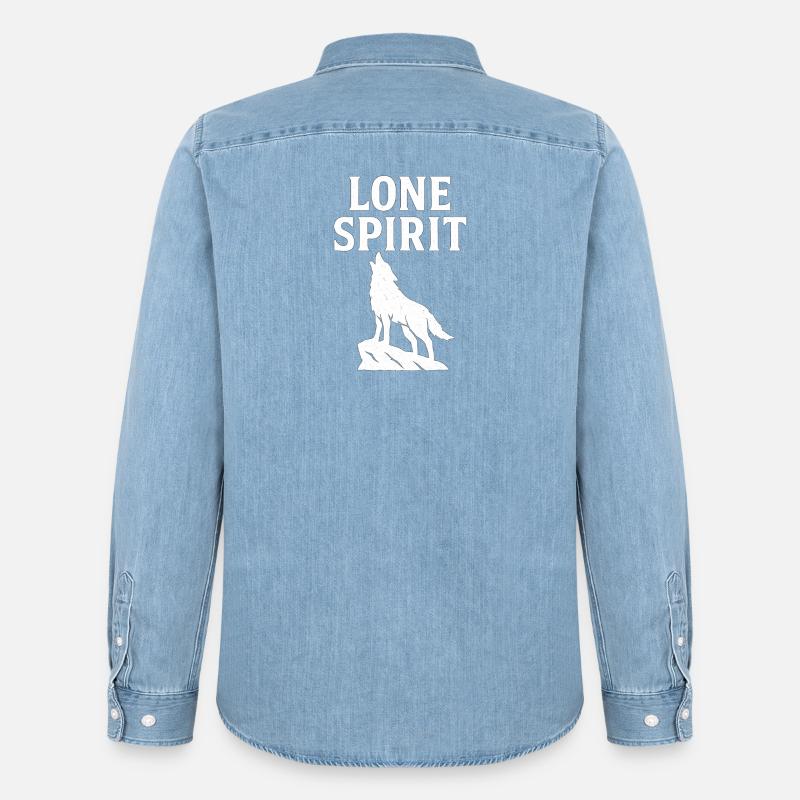 Design des einsamen Wolfsgeistes - Männer Jeanshemd Organic von Stanley/Stella - verwaschenes Hellblau