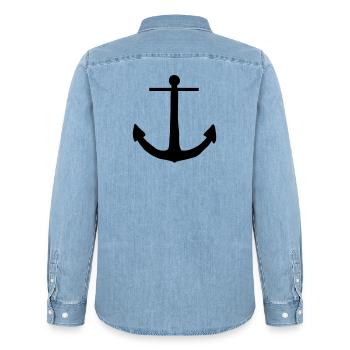 anchor - Men’s Organic Denim Shirt by Stanley/Stella - light wash - Back - AI Model Male 185 light (185cm)