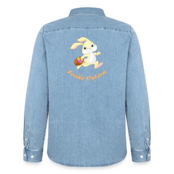 Pâques - Chemise en denim homme bio Stanley/Stella - bleu clair délavé - Dos - AI Model Male 185 light (185cm)