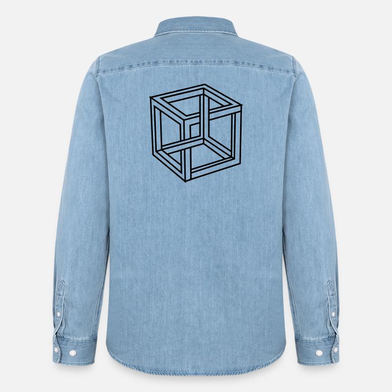 Esher unmöglicher Block oder Quadrat - Männer Jeanshemd Organic von Stanley/Stella - verwaschenes Hellblau