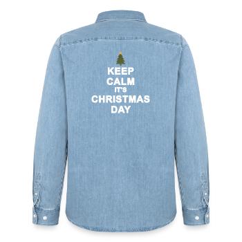 Noël Minimaliste Calme Jour Noël - Chemise en denim homme bio Stanley/Stella - bleu clair délavé - Dos - AI Model Male 185 light (185cm)