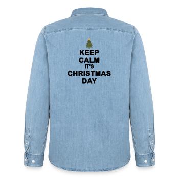 Keep calm Christmas - Men’s Organic Denim Shirt by Stanley/Stella - light wash - Back - AI Model Male 185 light (185cm)