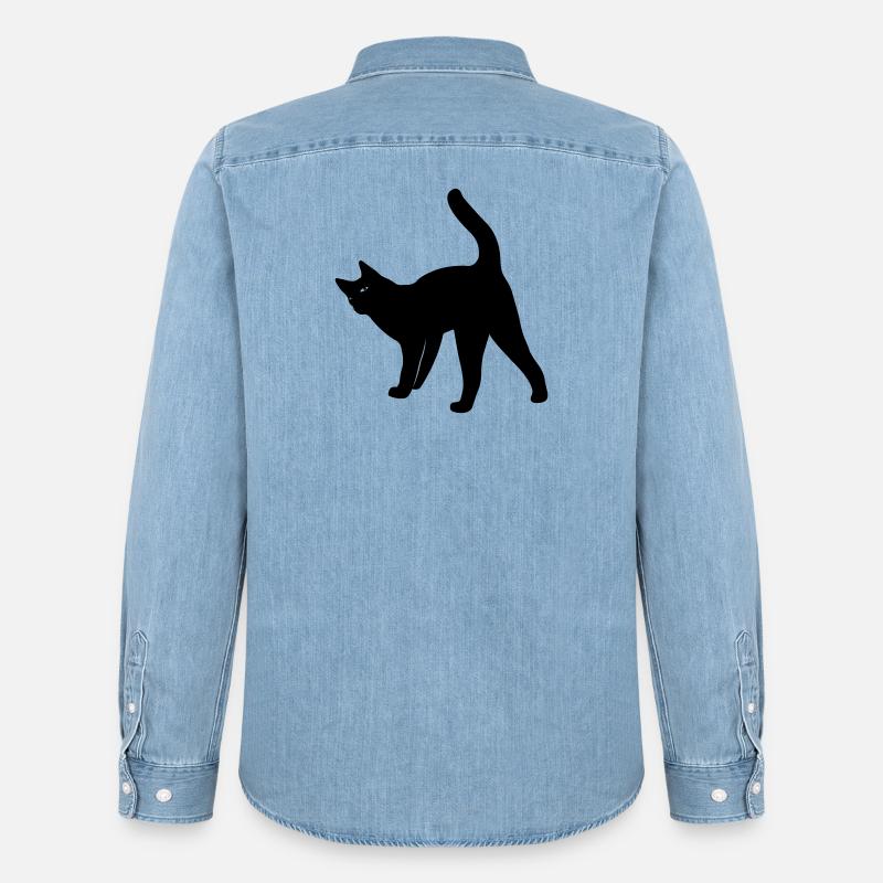 Katze Katze - Männer Jeanshemd Organic von Stanley/Stella - verwaschenes Hellblau