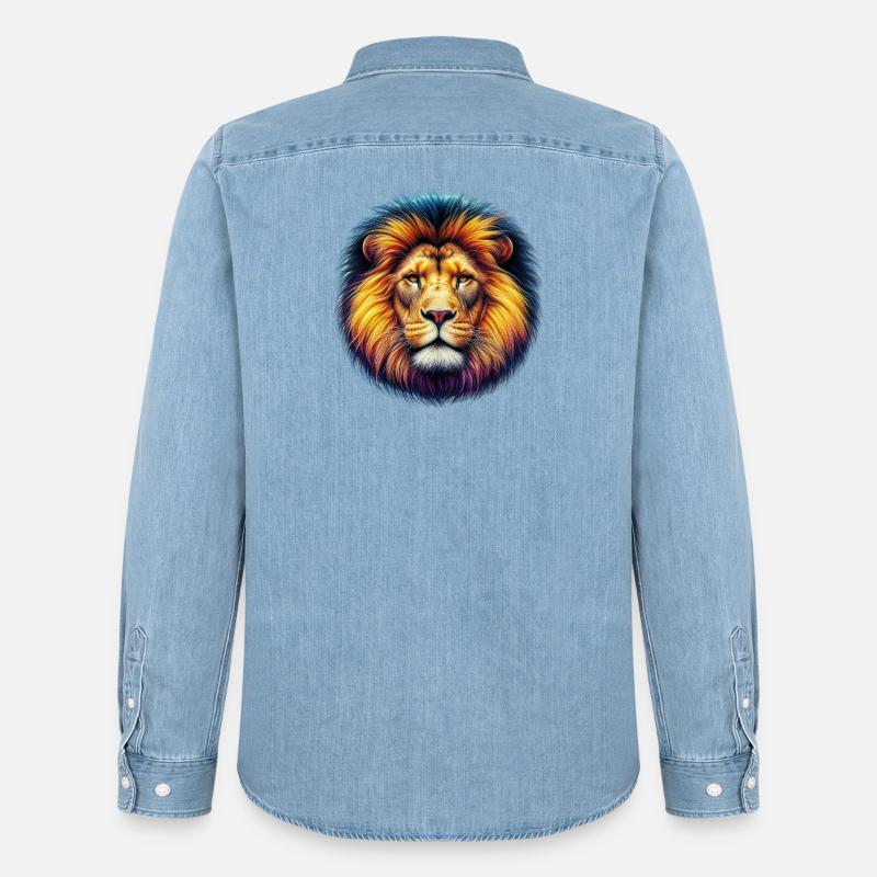 Löwe - Männer Jeanshemd Organic von Stanley/Stella - verwaschenes Hellblau