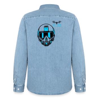 Drohnenpilot 2 - Männer Jeanshemd Organic von Stanley/Stella - verwaschenes Hellblau - Hinten - AI Model Male 185 light (185cm)