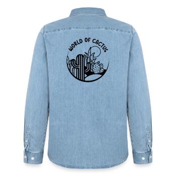 Cactus Plants Nature Landscape Desert Sun Icon - Men’s Organic Denim Shirt by Stanley/Stella - light wash - Back - AI Model Male 185 light (185cm)