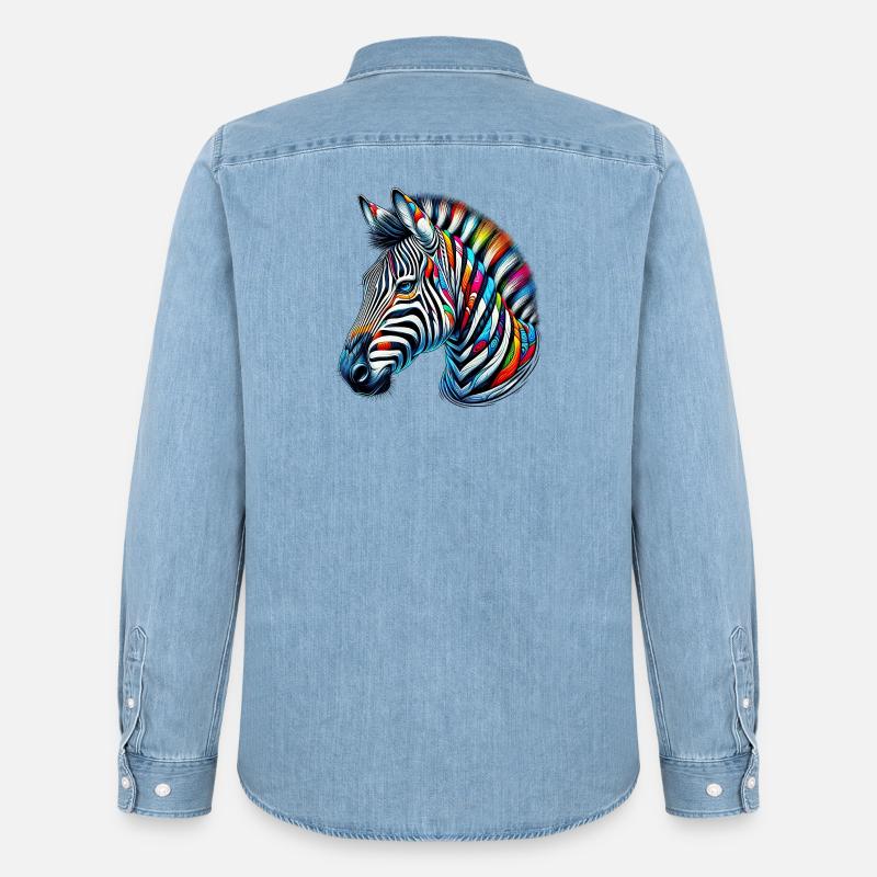 Zebra - Männer Jeanshemd Organic von Stanley/Stella - verwaschenes Hellblau
