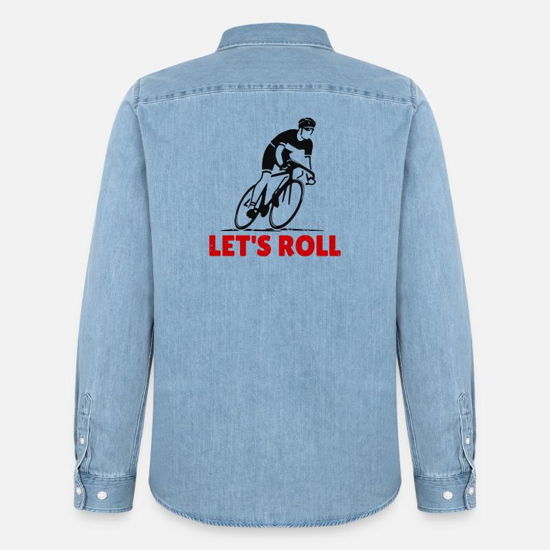 Dynamischer Radfahrer Silhouette - Männer Jeanshemd Organic von Stanley/Stella - verwaschenes Hellblau