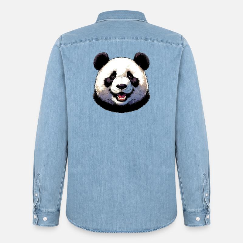 Panda - Männer Jeanshemd Organic von Stanley/Stella - verwaschenes Hellblau